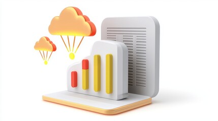 Cloud Data Migration Architectural Layout with Charts and Visual Elements