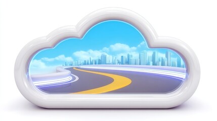 Modern 3D Architecture Design Visualizing Data Migration Concepts In A Futuristic Cloud Environment