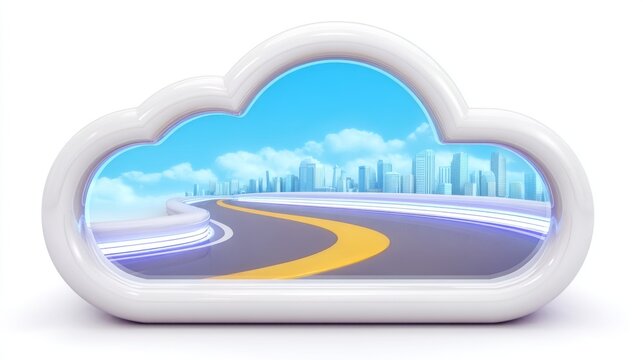 Modern 3D Architecture Design Visualizing Data Migration Concepts In A Futuristic Cloud Environment
