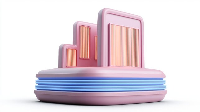 Futuristic Data Migration Illustration with Stylized Architectural Features