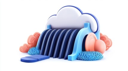 Layered Cloud Migration Architecture Visualization Concept in 3D Style