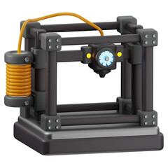 3D printer icon. 3D icon render of 3D printer with transparent background.