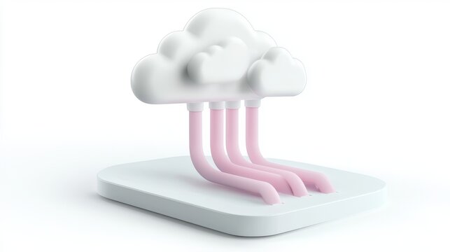 Cloud Migration Architecture with Layered Visualization and Pipe Connection Elements