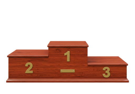 Wooden Winners Podium Isolated on Transparent Background PNG for Sports and Competition Events Illustration