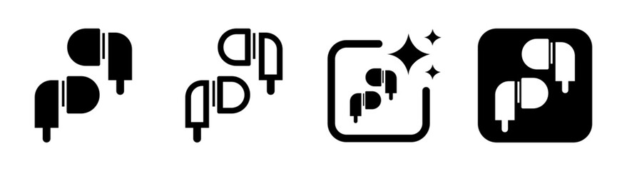 Earbuds icon with music sign and enjoy symbol for listening to music in transparent PNG vector illustration