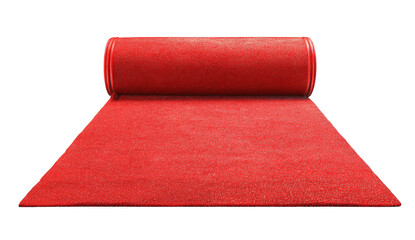 A rolled out red carpet, digitally rendered with a black background