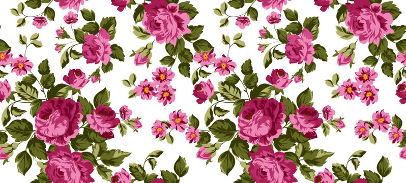 Seamless Flowers Pattern in vector. Vector rose pattern background