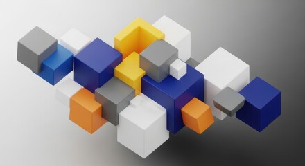 Obraz premium Dynamic arrangement of colorful cubes presenting a vibrant 3D abstract scene