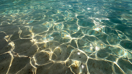 Rippling turquoise water surface with sandy seabed patterns ocean blue
