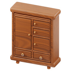 3D cupboard icon. 3D icon render of cupboard with transparent background.