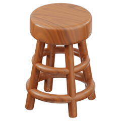 3D round stool icon. 3D icon render of round stool with transparent background.