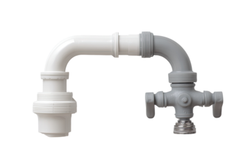 White plastic plumbing fitting, angled