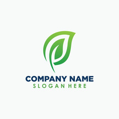 double leaf logo design template, nature elements icon design