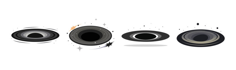 Black hole collection: four stylized cosmic voids in space universe