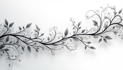 Elegant illustration of tree branch with leaves on white. Floral design with nature theme. Natural decoration, graphic elements for invitations, cards. Eco friendly backdrop for presentations,