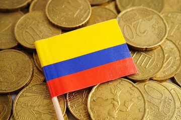 Cambodia flag on coin and banknote money, finance trading investment business currency.