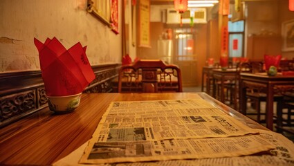 Traditional Chinese Restaurant Table Warm Interior