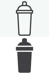 Shaker bottle vector icon set in line and solid different style