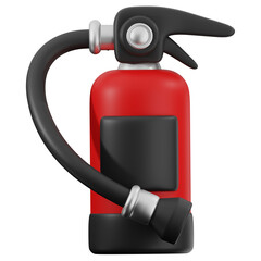 3D fire extinguisher icon. 3D icon render of fire extinguisher with transparent background.