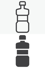 Water bottle vector icon set in line and solid different style