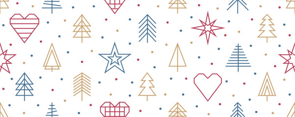 christmas abstract fir tree decoration seamless pattern vector illustration