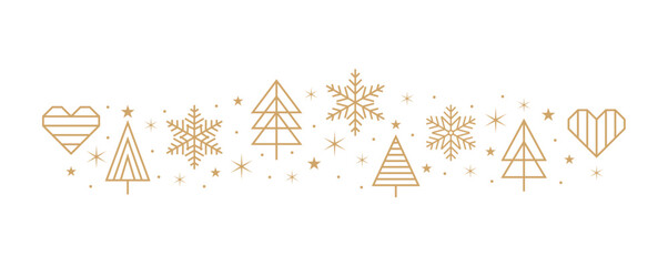 snowflakes and stars border isolated vector illustration