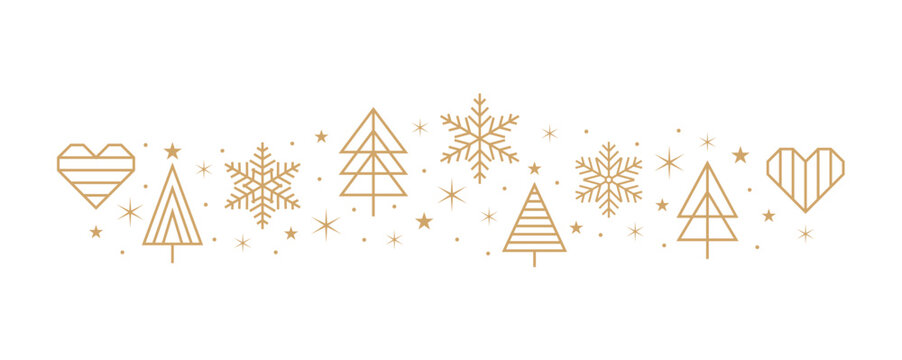 snowflakes and stars border isolated vector illustration