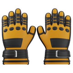 3D work gloves icon. 3D icon render of work gloves with transparent background.