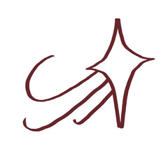 Hand-drawn Line Art Sparkle Star with Trail Effect Illustration Element