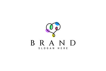 Love Heart icon logo linear dot colorful style