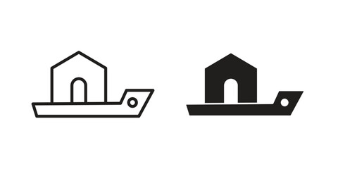 Houseboat icon logo design element. minimalist style icons