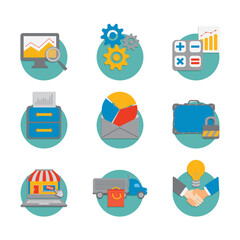 Collection of diverse business and technology icons