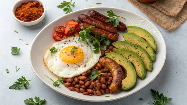 Delightful bandeja paisa feast showcasing Colombian flavors with fresh ingredients and vibrant colors