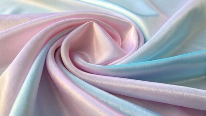 Pastel iridescent fabric in soft folds showcasing gentle hues and smooth texture perfect for creative projects and design applications