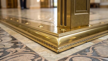Polished brass panel detail showcasing fine craftsmanship in a luxurious interior setting