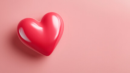 ぷっくり赤いハートのシンプルなピンク背景
