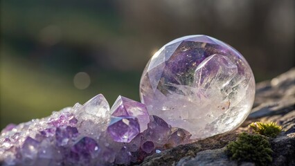 Polished crystal quartz macro showcasing intricate details and vibrant colors found in nature