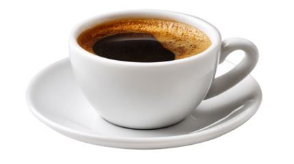 Aromatic cup of freshly brewed black coffee, showcasing its rich color and inviting steam, perfect for a morning pickmeup or a relaxing break