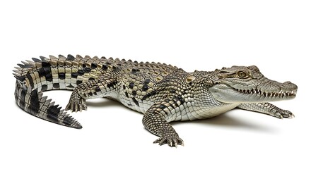 Naklejka premium Detailed Crocodile Portrait - Reptilian Beauty in Sharp Focus.