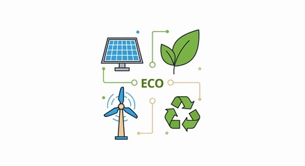 Eco Icons with Connected Lines