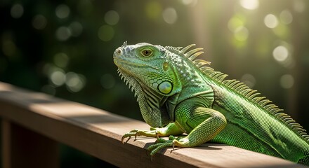 Obraz premium Primer plano de la pequeña iguana verde