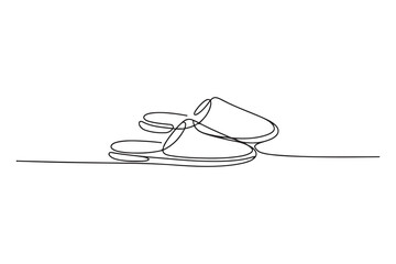 Minimal continuous line art of home slipper footwear
