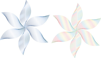 Abstract line art flowers, blue and pastel hues design Vector