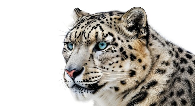 Leopardo de las nieves Ojos hermosos Bata blanca clara Expresi&oacute;n digna Fotograf&iacute;a de vida silvestre. IA generada
