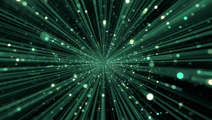 Emerald Radiance. A Convergence of Lines and Luminous Spheres in Abstract Motion.