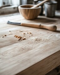 Wood Carving Tools on Wooden Workbench