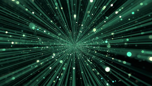 Emerald Radiance. A Convergence of Lines and Luminous Spheres in Abstract Motion.