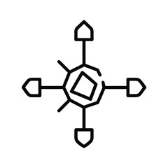 Abstract geometric shape with radiating lines and arrowheads