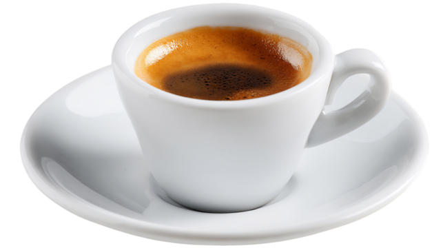 A cup of espresso offers a rich and intense coffee experience, perfect for a quick energy boost or a moment of pure indulgence
