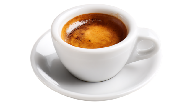 A cup of espresso offers a rich and intense coffee experience, perfect for a quick energy boost or a moment of pure indulgence